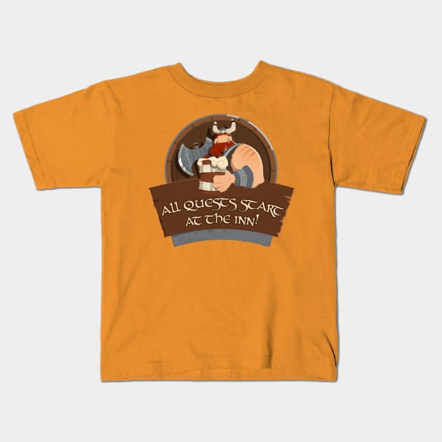 All Quests Start At The INN! Kids T-Shirt by marcusmattingly